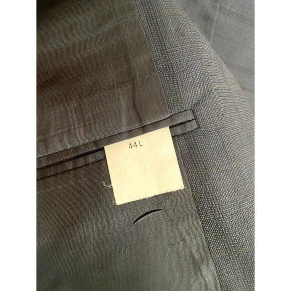Oscar De La Renta Mens Navy Blue Plaid Two Button Blazer Traveler Worsted 44L - Picture 9 of 10